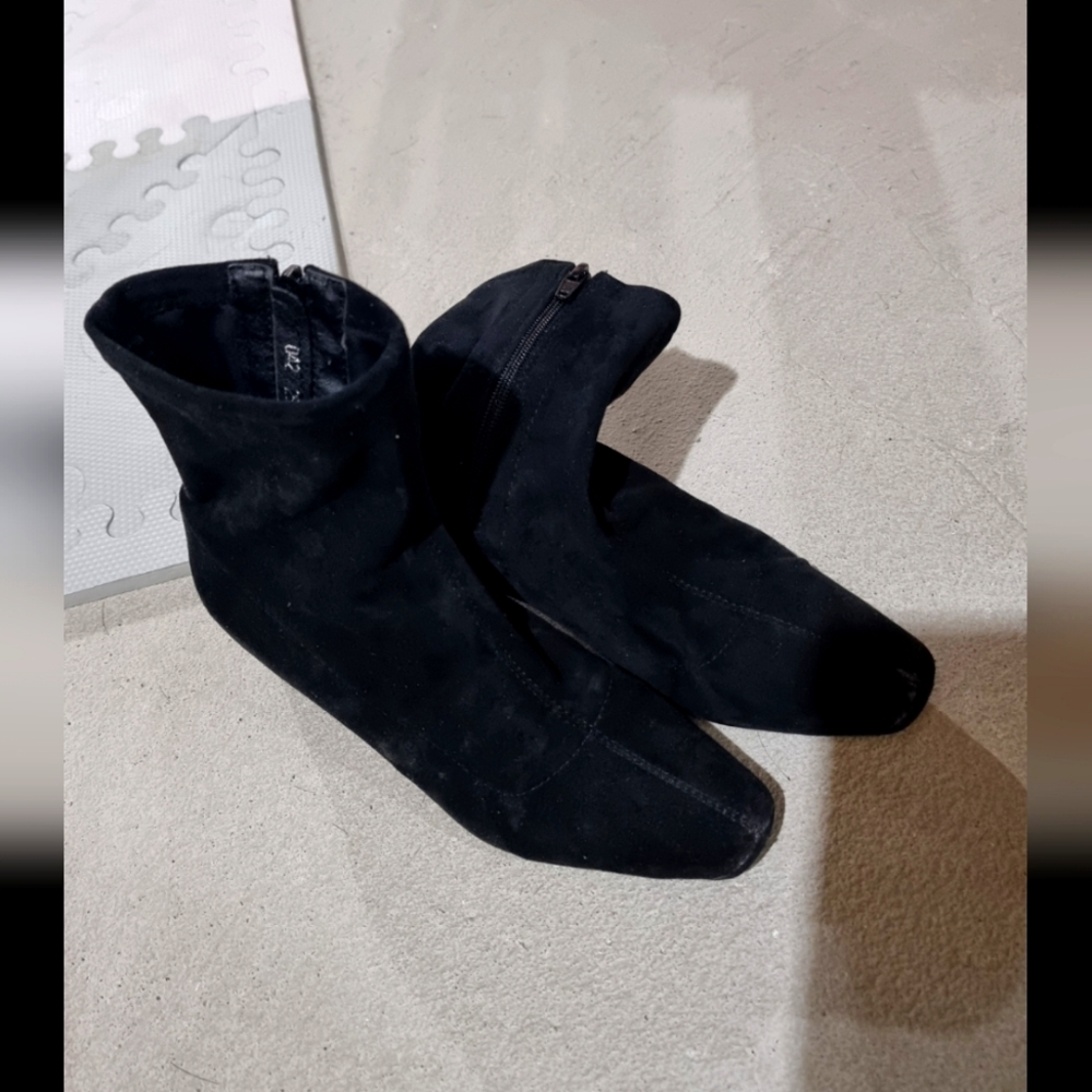 FREE w/purchase. Black suede Anklet boots